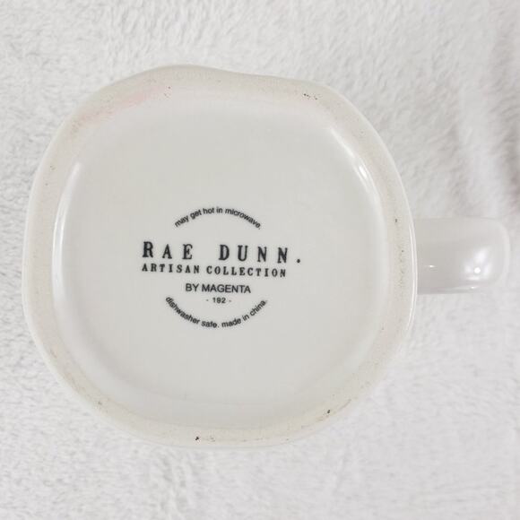 Rae Dunn ENJOY Coffee Mug Glossy White Black Lettering Oversized NWOT - Picture 5 of 5